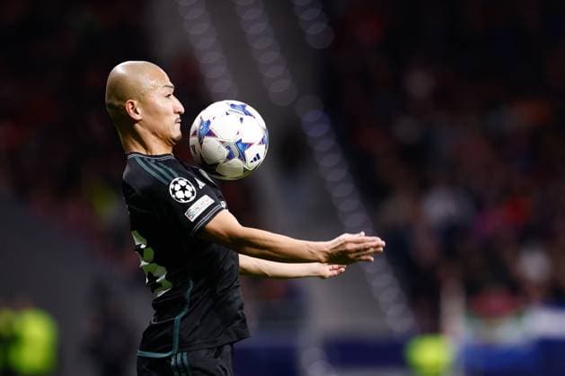 November 7, 2023, MADRID, MADRID, SPAIN: Daizen Maeda of Celtic in action during the UEFA Champions League, Group E, football match played between Atletico de Madrid and Celtic FC at Civita Metropolitano stadium on November 07, 2023, in Madrid, Spain. MADRID SPAIN - ZUMAa181 20231107_zaa_a181_071 Copyright: xOscarxJ.xBarrosox
