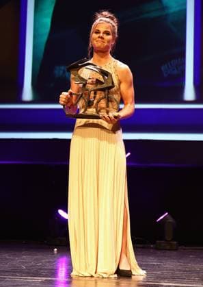 Belgian Lotte Kopecky pictured during the Flandrien award ceremony for the best Belgian cyclist of the 2023 cycling season, organized by newspaper Het Nieuwsblad , in Oostende, on Tuesday 07 November 2023. DAVIDxPINTENS  x79486297x
