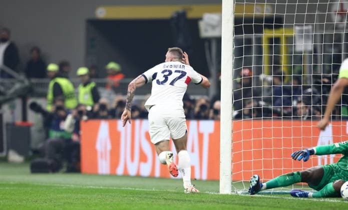 November 7, 2023, Milan, Lombardy, Italy: MILAN SKRINIAR 37 of Team Paris Saint Germain scores his side first goal in the UEFA Champions League Group Stage game between AC Milan and Paris Saint Germain on Tuesday November 7th 2023 at Stadio San Siro, Italy Milan Italy - ZUMAc179 20231107_zep_c179_007 Copyright: xMickaelxChavetx