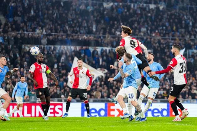UEFA Champions League: S.S. Lazio v Feyenoord Rome - Ayase Ueda of Feyenoord during the 4th leg of the UEFA Champions League group stage between S.S. Lazio v Feyenoord at Stadio Olympico on 7 November 2023 in Rome, Italy. Copyright: xTomxBodex
