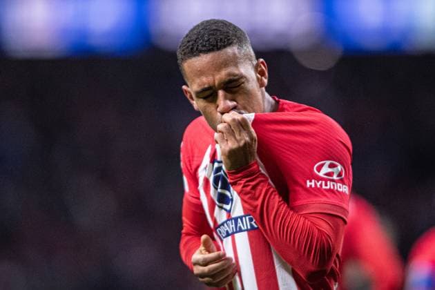 7th November 2023; Metropolitano Stadium, Madrid, Spain, Champions League, Group Stage Football, Atletico Madrid versus Celtic; Samuel Lino celebrates as he scored the goal for 4-0 in the 66th minute  ActionPlus12573680 AgenciaxLOF