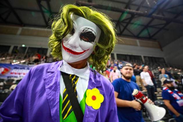 2023.11.07 LODZ ARENA MECZ SIATKOWKA CEV VOLLEYBALL CHAMPIONS LEAGUE VOLLEY 2024 GROT BUDOWLANI LODZ - SC POTSDAM N Z MASKOTAK CLOWN FOTO: ARTUR KRASZEWSKI A.P.P.A. NEWSPIX.PL --- Newspix.pl POLAND OUT!  20231107APPA_3576AK