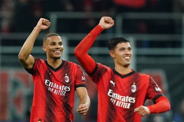 Foto Spada LaPresse 07 novembre 2023 - Milano , Italia - calcio - Milan vs PSG Paris Saint- Germain - Champions League 2023 2024 - Stadio San Siro. Nella foto: Malick Thiaw (A.c. Milan); Tijjani Reijnders (A.c. Milan); November 07 , 2023 Milan , Italy - sport, calcio - Milan vs PSG Paris Saint- Germain - Champions League 2023 2024 - San Siro Stadium . In the pic : Malick Thiaw (A.c. Milan); Tijjani Reijnders (A.c. Milan);  Copyright: xSpada LaPressex