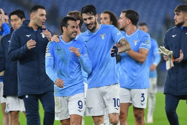 Lazio player s celebrating the victory at the end of the match during the Champions League match between Lazio v Feyenoord at Olympic stadium, Italy, November 07th, 2023. Photographer01  Copyright: xFotografo01x xipa-agency.netx xFotografo01x IPA_41486255 IPA_Agency_IPA41486255