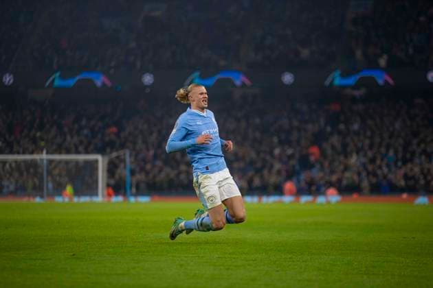 Manchester City v BSC Young Boys: Group G - UEFA Champions League 2023 24 Goal 2-0 Erling Haaland 9 of Manchester City celebrates his goal during the UEFA Champions League Group G match between Manchester City and BSC Young Boys at the Etihad Stadium, Manchester on Tuesday 7th November 2023. Manchester Manchester United, ManU Kingdom  Copyright: xMIxNewsx originalFilename:fletcher-manchest231107_npyCW.jpg