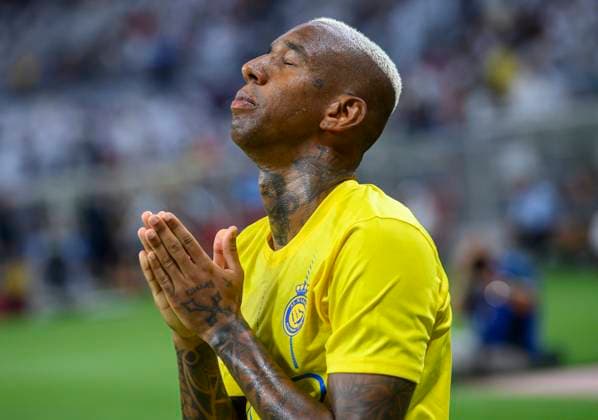 Fußball, AFC CL, Al Duhail SC - Al Nassr FC Al Duhail SC (QAT) v Al Nassr (KSA)- AFC Champions League In Doha Talisca of Al Nassr celebrate after scoring during the AFC Champions League Group E football match between Qatars Al Duhail SC and Saudi Arabias Al Nassr at Khalifa International Stadium in Doha, Qatar on 07 November 2023.Al Nassr won 3-2 DOHA Qatar  Copyright: xNoushadxThekkayilx originalFilename:varittyakkal-alduhail231108_npRLx.jpg