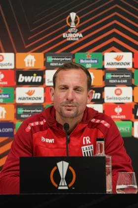 SOCCER - UEFA EL, LASK vs Saint-Gilloise, preview LINZ,AUSTRIA,08.NOV.23 - SOCCER - UEFA Europa League, group stage, Linzer ASK vs Royale Union Saint-Gilloise, preview, press conference, PK, Pressekonferenz LASK. Image shows head coach Thomas Sageder (LASK). GEPAxpictures xManuelxBinder