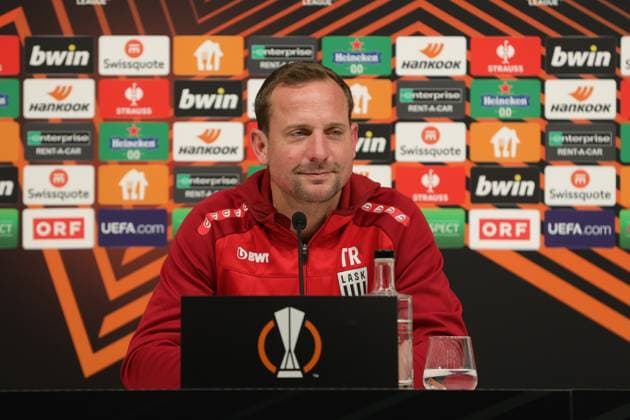 SOCCER - UEFA EL, LASK vs Saint-Gilloise, preview LINZ,AUSTRIA,08.NOV.23 - SOCCER - UEFA Europa League, group stage, Linzer ASK vs Royale Union Saint-Gilloise, preview, press conference, PK, Pressekonferenz LASK. Image shows head coach Thomas Sageder (LASK). GEPAxpictures xManuelxBinder