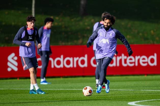 Football - UEFA Europa League - Group E - Toulouse FC v Liverpool FC - MD-1 LIVERPOOL, ENGLAND - Wednesday, November 8, 2023: Liverpool s Mohamed Salah during a training session at the AXA Training Centre ahead of the UEFA Europa League Group E match between Toulouse FC and Liverpool FC. (Photo by Jessica Hornby Propaganda) LIVERPOOL AXA Training Centre MERSEYSIDE ENGLAND  Copyright: xDavidxRawcliffex P2023-11-08-LFC_Training-35