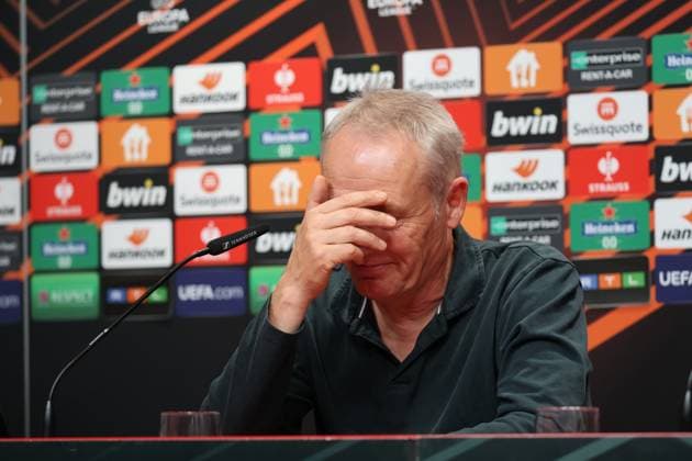 Freiburg, Germany 08 November 2023 Soccer Europa League 2023 2024 SC Freiburg press conference Matchday conference In the picture coach Christian Streich SC Freiburg in the press conference before the match against TSC Backa Topola Europa Park Stadion Baden Württemberg Copyright: xFotostandx xHettichx