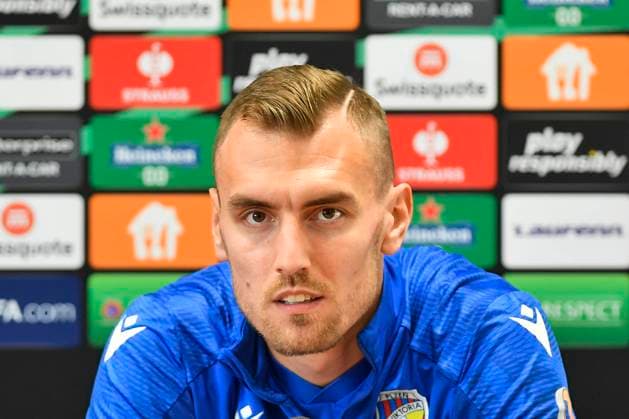 Tomas Chory of Viktoria Plzen speaks during the press conference, PK, Pressekonferenz prior to the Football European Conference League 4th round Group C match Viktoria Plzen vs Dinamo Zagreb, Pilsen, Czech Republic, November 8, 2023. (CTKxPhoto MiroslavxChaloupka) CTKPhotoP2023110806274  CTKPhotoP2023110806274