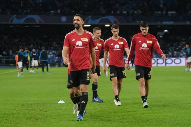 Italy: Champions League match SSC Napoli vs Union Berlin The Union Berlin team during the warm-up phase before the Uefa champions league match between SSC Napoli vs Union Berlin at the Diego Armando Maradona Stadium in Naples, southern Italy, on November 08, 2023. DSCF0543 Copyright: xAntonioxBalascox