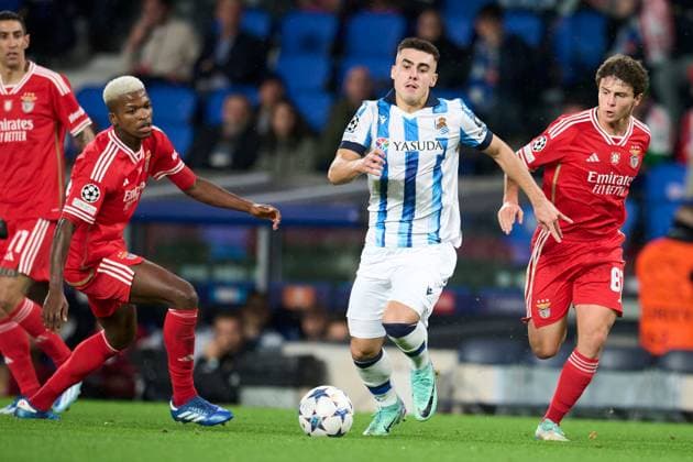 Editorial use only Real Sociedad v Benfica, UEFA Champions League match, Group D, date 4. Football, Reale Arena Stadium, San Sebastian, Spain - 8 November 2023 Editorial use only  Copyright: xPRESSINPHOTO Shutterstockx 14198068l