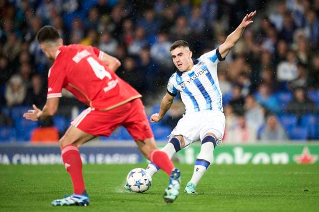ESP: Real Sociedad v Benfica. UEFA Champions League match, Group D, date 4 Ander Barrenetxea of Real Sociedad during the UEFA Champions League match, Group D, between Real Sociedad and Benfica played at Reale Arena Stadium on November 8, 2023 in San Sebastian, Spain. kpng Copyright: xCesarxOrtizx xPRESSINPHOTOx PS_231108_008
