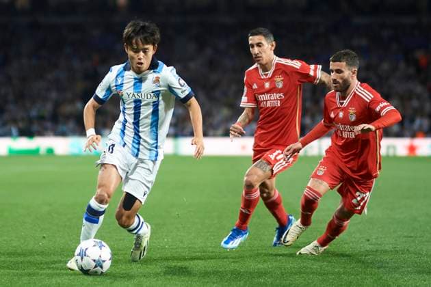 ESP: Real Sociedad v Benfica. UEFA Champions League match, Group D, date 4 Takefusa Kubo of Real Sociedad during the UEFA Champions League match, Group D, between Real Sociedad and Benfica played at Reale Arena Stadium on November 8, 2023 in San Sebastian, Spain. kpng Copyright: xCesarxOrtizx xPRESSINPHOTOx PS_231108_013