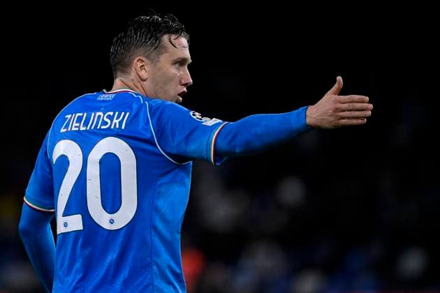 Piotr Zielinski of SSC Napoli gestures during the Champions League Group C football match between SSC Napoli and FC Union Berlin at Diego Armando Maradona stadium in Naples (Italy), November 8th, 2023. AndreaxStaccioli