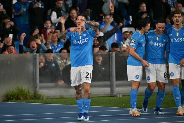 November 8, 2023, NAPLES, ITALY: Napoli™s foreward Matteo Politano after goal during the UEFA Champions League Group C soccer match between SSC Napoli and Union Berlin in Diego Armando Maradona stadium, Naples (Italy) 8 november 2023. .ANSA FELICE DE MARTINO Soccer: UEFA Champions League; SSC Napoli vs Union Berlin  - ZUMAa110 20231108_zaf_a110_018 Copyright: xFelicexDexMartinox