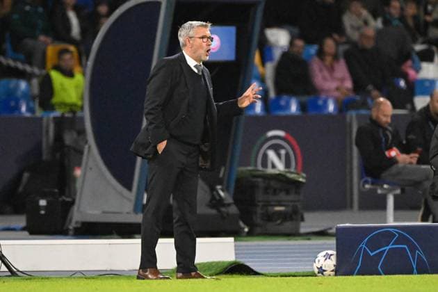 Football, Men, Season 2023 2024, UEFA Champions League Group C, Matchday 4 , SSC Napoli 1 FC Union Berlin, v l Coach Urs Fischer 1 FC Union Berlin , 08 11 2023, Copyright: xMatthiasxKochx
