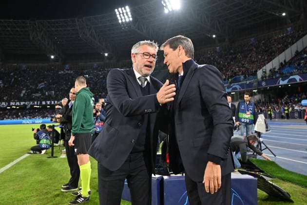 November 8, 2023, Naples, Italy: Union Berlin™s head coach Urs Fischer and Napoli™s head coach Rudi Garcia during the UEFA Champions League Group C soccer match between SSC Napoli and Union Berlin in Diego Armando Maradona stadium, Naples (Italy) 8 november 2023. .ANSA FELICE DE MARTINO Soccer: UEFA Champions League; SSC Napoli vs Union Berlin  - ZUMAa110 20231108_zaf_a110_026 Copyright: xFelicexDexMartinox
