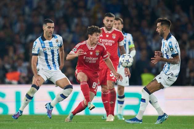 ESP: Real Sociedad v Benfica. UEFA Champions League match, Group D, date 4 Joao Neves of SL Benfica during the UEFA Champions League match, Group D, between Real Sociedad and Benfica played at Reale Arena Stadium on November 8, 2023 in San Sebastian, Spain. kpng Copyright: xCesarxOrtizx xPRESSINPHOTOx PS_231108_029