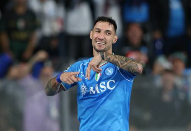 Italy, Naples, 08 11 2023, Diego Armando Maradona Stadium, SSC Napoli vs FC Union Berlin UEFA Champions League UEFA Champions League, Matteo Politano SSC Napoli celebrates after scoring his team s first goal Naples Diego Armando Maradona Stadium Italy  eu-images-672