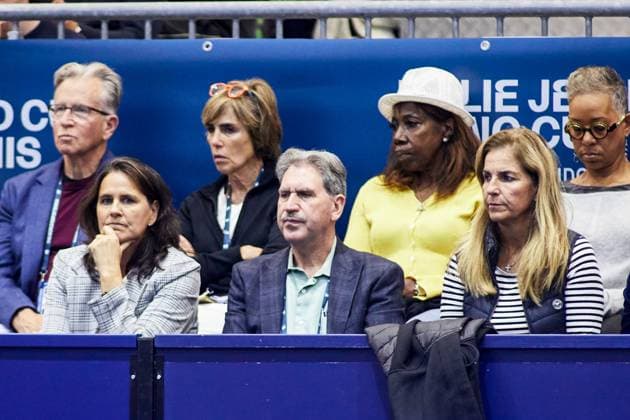 November 8, 2023: Arantxa Sanchez Vicario, ex player of tennis, looks on during tennis match between Spain and Canada The Billie Jean King Cup Finals 2023 at La Cartuja stadium on November 8, 2023, in Sevilla, Spain - ZUMAa181 20231108_zaa_a181_028 Copyright: xJoaquinxCorcherox