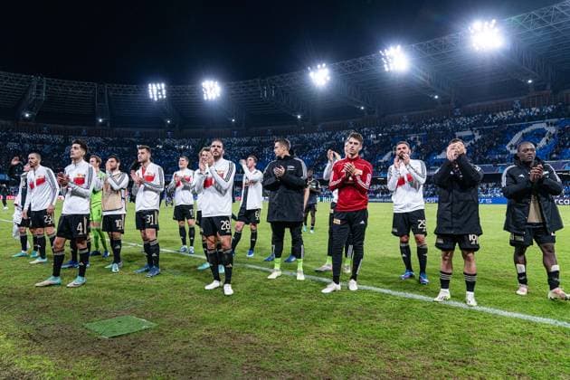 Christopher Trimmel 1 FC Union Berlin, 28 Diogo Leite 1 FC Union Berlin, 4 Leonardo Bonucci 1 FC Union Berlin, 23 Kevin Volland 1 FC Union Berlin, 10 Robin Knoche 1 FC Union Berlin, 31 Lucas Tousart 1 FC Union Berlin, 29 SSC Napoli vs 1 FC Union Berlin, Football, UEFA Champions League, Matchday 4, 08 11 2023 DFL REGULATIONS PROHIBIT ANY OUSE OF PHOTOGRAPHS AS IMAGE SEQUENCES AND OR QUASI VIDEO SSC Napoli vs 1 FC Union Berlin, Football, UEFA Champions League, Matchday 4, 08 11 2023 Napoli Copyright: xEibner-Pressefoto BahhoxKarax EP_SSC