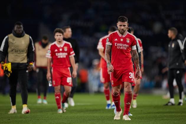 November 8, 2023: Players of SL Benfica reacts after the UEFA Champions League match between Real Sociedad and SL Benfica at Reale Arena on November 8, 2023, in San Sebastian, Spain. - ZUMAa181 20231108_zaa_a181_055 Copyright: xRicardoxLarreinax