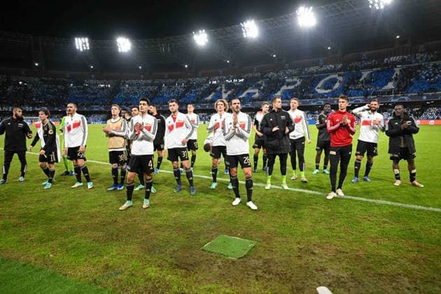 Football, Men, Season 2023 2024, UEFA Champions League Group C, Matchday 4 , SSC Napoli 1 FC Union Berlin, v l The players of 1 FC Union Berlin, 08 11 2023, Copyright: xMatthiasxKochx