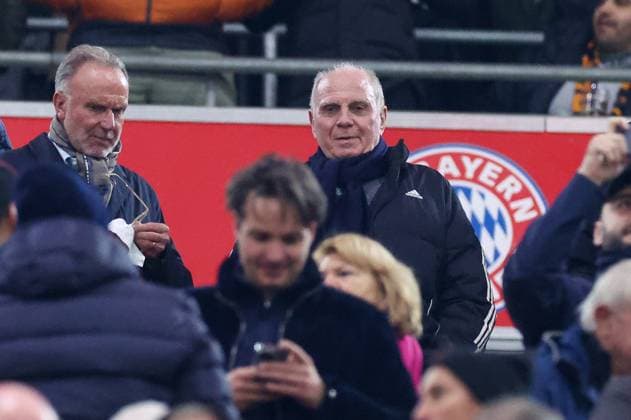 Member of the Supervisory Board Karl Heinz Rummenigge FC Bayern Muenchen , Member of the Supervisory Board and Honorary President Uli Hoeness FC Bayern Muenchen , FC Bayern Muenchen vs Galatasaray Istanbul , Champions League, Football, Preliminary round, Second leg, 08 11 2023 Muenchen Bayern Germany Copyright: xkolbert-press ChristianxKolbertx