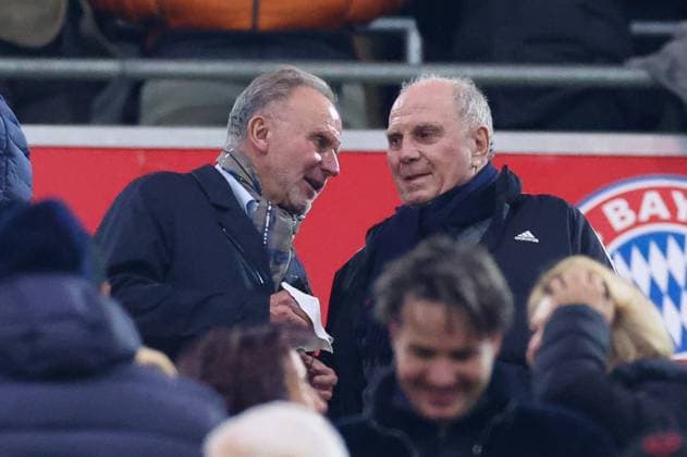Member of the Supervisory Board Karl Heinz Rummenigge FC Bayern Muenchen , Member of the Supervisory Board and Honorary President Uli Hoeness FC Bayern Muenchen , FC Bayern Muenchen vs Galatasaray Istanbul , Champions League, Football, Preliminary round, Second leg, 08 11 2023 Muenchen Bayern Germany Copyright: xkolbert-press ChristianxKolbertx