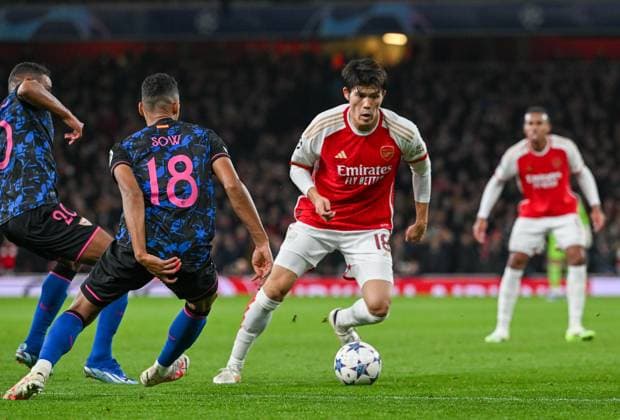 Arsenal v Sevilla UEFA Champions League Takehiro Tomiyasu of Arsenal during the UEFA Champions League Group B match at the Emirates Stadium, London Copyright: xNigelxBramleyx FIL-19220-0026 UK Newspapers OUT