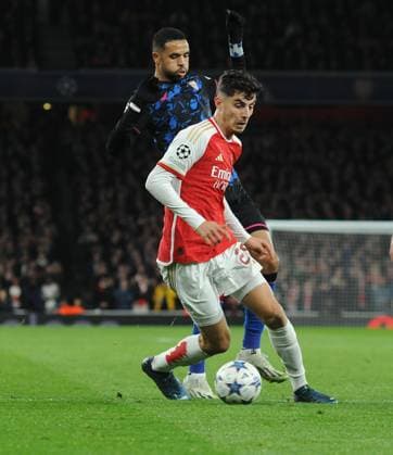 Football - 2023 2024 UEFA Champions League - Group B - Matchday Four Six - Arsenal vs Sevilla - Emirates Stadium - Wednesday 8th November 2023 Kai Havertz of Arsenal 