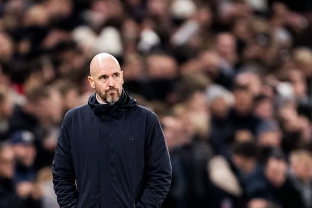 231108 Head coach Erik ten Hag of Manchester United looks dejected during the UEFA Champions League football match between FC Copenhagen and Manchester United on November 8, 2023 in Copenhagen Photo Petter Arvidson BILDBYRAN kod PA PA0685 fotboll football soccer fotball champions league fc copenhagen manchester united bbeng depp  Copyright: PETTERxARVIDSON BB231108PA085
