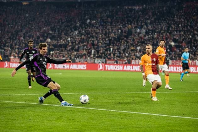UEFA Champions League FC Bayern Muenchen Galatasaray 08 11 2023 Cross Thomas Mueller FC Bayern Muenchen, 25 UEFA Champions League FC Bayern Muenchen Galatasaray, Munich, Allianz Arena on 08 11 2023 Copyright: xBEAUTIFULxSPORTS Wunderlx