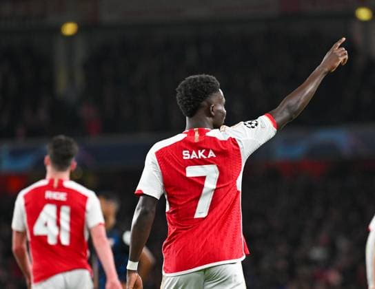 Arsenal v Sevilla UEFA Champions League Bukayo Saka of Arsenal scores the second goal during the UEFA Champions League Group B match at the Emirates Stadium, London Copyright: xNigelxBramleyx FIL-19220-0052 UK Newspapers OUT