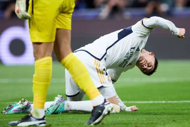 Sport Bilder des Tages Real Madrid v Sporting Braga - UEFA Champions League Federico Valverde of Real Madrid CF reacts during the UEFA Champions League match between Real Madrid and Sporting Braga in Madrid, Spain, on November 8, 2023 Madrid Spain  Copyright: xAlvaroxMedrandax originalFilename:medranda-realmadr231108_np6ao.jpg