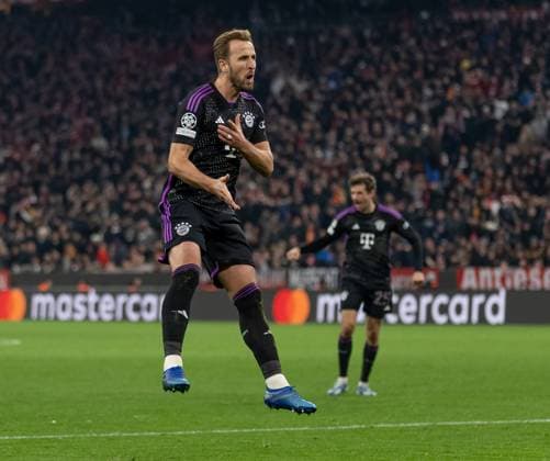 Harry Kane FC Bayern Muenchen, 9 celebrates his goal for 1 0 GER, FC Bayern Muenchen vs Galatasaray Istanbul, Football, Champions League, Group stage, Matchday 4, Season 2023 2024, 08 11 2023 DFL DFB REGULATIONS PROHIBIT ANY USE OF PHOTOGRAPHS as IMAGE SEQUENCES and or QUASI VIDEO GER, FC Bayern Muenchen vs Galatasaray Istanbul, Football, Champions League, Group stage, Matchday 4, Season 2023 2024, 08 11 2023 Muenchen Copyright: xEibner-Pressefoto HeikexFeinerx EP_HFR