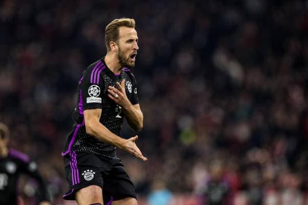 UEFA Champions League FC Bayern Muenchen Galatasaray 08 11 2023 Celebration for 1 0 by Harry Kane FC Bayern Muenchen, 9 after video review UEFA Champions League FC Bayern Muenchen Galatasaray, Muenchen, Allianz Arena on 08 11 2023 Copyright: xBEAUTIFULxSPORTS Wunderlx