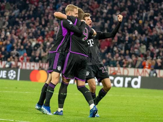 Goal for 1 0 by Harry Kane FC Bayern Muenchen, 09 , with Konrad Laimer FC Bayern Muenchen, 27 and Thomas Mueller FC Bayern Muenchen, 25 GER, FC Bayern Muenchen FCB vs Galatasaray Istanbul, Football, Champions League, Group stage, 2023 2024 season, 08 11 2023, DFB DFL regulations prohibit any use of photographs as image sequences and or quasi video , GER, FC Bayern Muenchen FCB vs Galatasaray Istanbul, Football, Champions League, Group stage, Season 2023 2024, 08 11 2023 Muenchen Copyright: xEibner-Pressefoto SaschaxWaltherx EP_EER