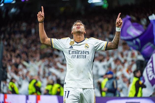 Rodrygo Silva de Goes (Real Madrid) celebrate his goal during the football match of Uefa Champions League between Real Madrid vs Braga played at Bernabeu stadium on November 08, 2023 in Madrid, Spain  Copyright: xAlbertoxGardin IPAxSportx xipa-ax xx IPA_41505935 IPA_Agency_IPA41505935