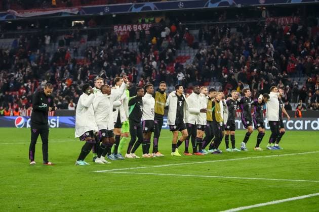 Germany, Muenchen, 08 11 2023, Allianz Arena, FC Bayern Muenchen vs Galatasaray UEFA Champions League 2023 2024 Group A, the player s of FC Bayern Muenchen celebrate Munich Allianz Arena Germany  eu-images-048