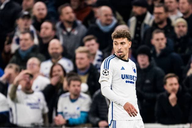 231108 Jordan Larsson of FC Copenhagen during the UEFA Champions League football match between FC Copenhagen and Manchester United on November 8, 2023 in Copenhagen Photo Petter Arvidson BILDBYRAN kod PA PA0685 fotboll football soccer fotball champions league fc copenhagen manchester united bbeng  Copyright: PETTERxARVIDSON BB231108PA133