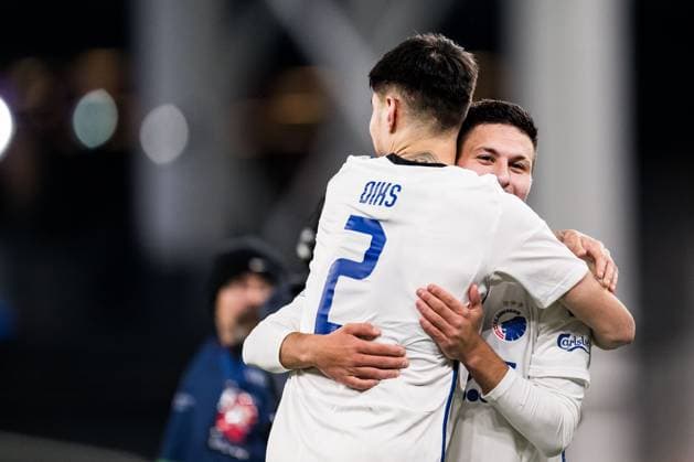 231108 Kevin Diks and Roony Bardghji of FC Copenhagen celebrates during the UEFA Champions League football match between FC Copenhagen and Manchester United on November 8, 2023 in Copenhagen Photo Petter Arvidson BILDBYRAN kod PA PA0685 fotboll football soccer fotball champions league fc copenhagen manchester united bbeng jubel  Copyright: PETTERxARVIDSON BB231108PA160