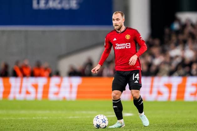 231108 Christian Eriksen of Manchester United during the UEFA Champions League football match between FC Copenhagen and Manchester United on November 8, 2023 in Copenhagen Photo Petter Arvidson BILDBYRAN kod PA PA0685 fotboll football soccer fotball champions league fc copenhagen manchester united bbeng  Copyright: PETTERxARVIDSON BB231108PA194