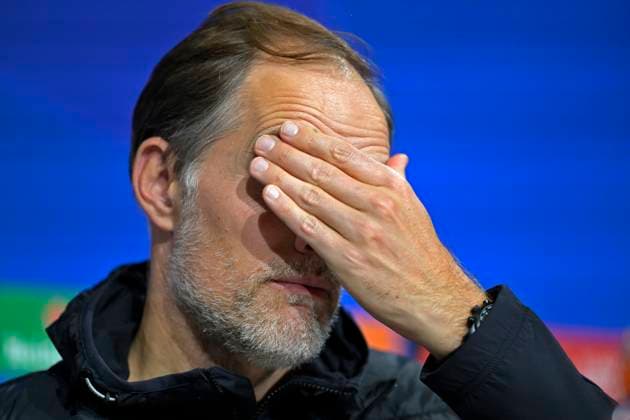08 11 2023, Football UEFA Championsleague 2023 2024 4 Matchday Preliminary Round, FC Bayern Munich Galatasaray Istanbul SK, at Allianz Arena Munich Coach Thomas Tuchel FC Bayern Munich at the following press conference DFL and DFB regulations prohibit any use of photographs as image sequences and or quasi video