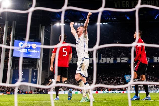 231108 Lukas Lerager of FC Copenhagen celebrate after the 4 3 goal during the UEFA Champions League football match between FC Copenhagen and Manchester United on November 8, 2023 in Copenhagen Photo Petter Arvidson BILDBYRAN kod PA PA0685 fotboll football soccer fotball champions league fc copenhagen manchester united bbeng jubel  Copyright: PETTERxARVIDSON BB231108PA218