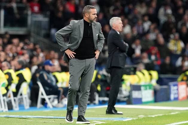 Real Madrid CF s coach Carlos Ancelotti (r) and SC Braga s coach Artur Jorge during Champions League 2023 2024, Group C, match 4. November 8,2023. (20231108474)