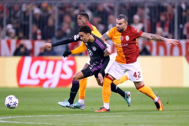 MUSIALA Jamal Team FC Bayern Muenchen with BARDAKCI and TORREIRA UEFA Championsleague Saiason 2023 2024 Match FC Bayern Muenchen Galatasaray Istanbul 2 1 on 08 11 2023 in Muenchen DFL REGULATIONS PROHIBIT ANY USE OF PHOTOGRAPHS as IMAGE SEQUENCES and or QUASI VIDEO Copyright: xLacixPerenyix