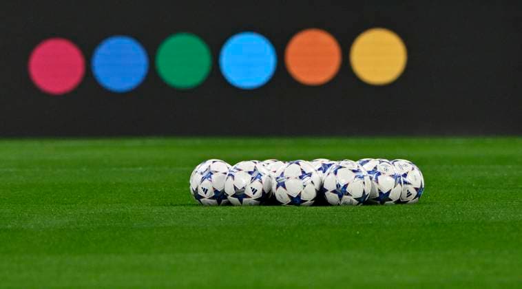Adidas Champions League match balls lie on grass, logo FC Bayern Muenchen FCB vs Galatasaray Istanbul group stage 4 matchday 08 11 2023 DFL REGULATIONS PROHIBIT ANY USE OF PHOTOGRAPHS AS IMAGE SEQUENCES AND OR QUASI VIDEO FC Bayern Muenchen FCB vs Galatasaray Istanbul